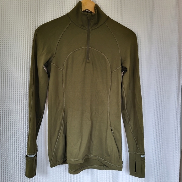 Lululemon green slim fit half zip pullover winter - Picture 1 of 6